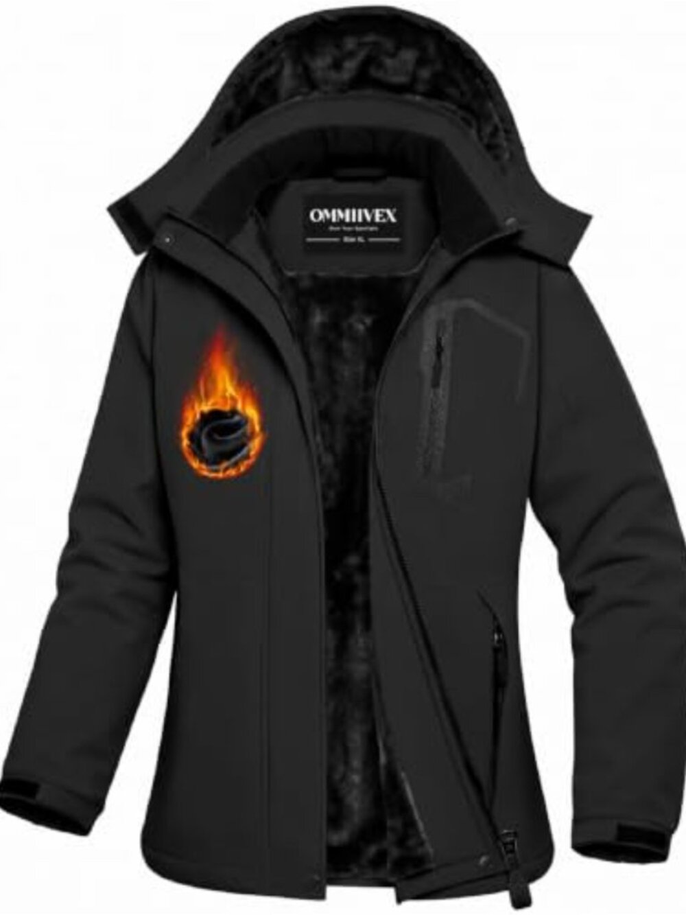 Women's Winter Ski Jacket Waterproof Windbreaker Rabbit Fur Lined Coat